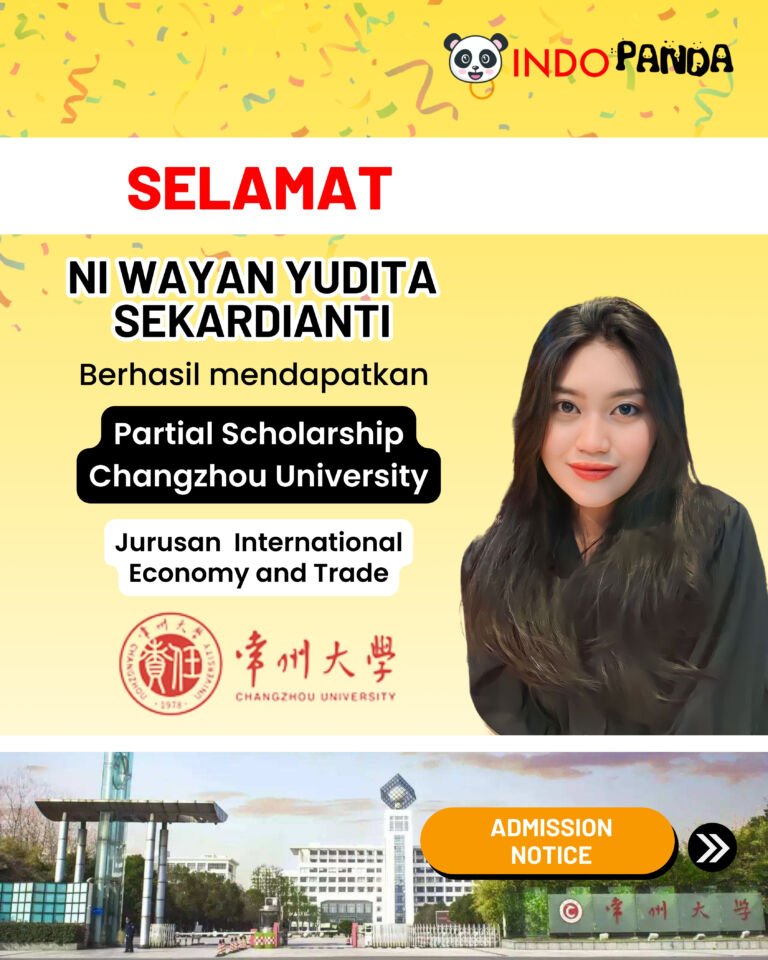 Study in China_congrats post Ni Wayan Yudita Sekardianti_Changzhou University