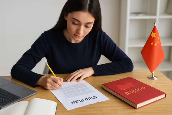 Penulisan study plan menggambarkan komitmen melanjutkan studi di China